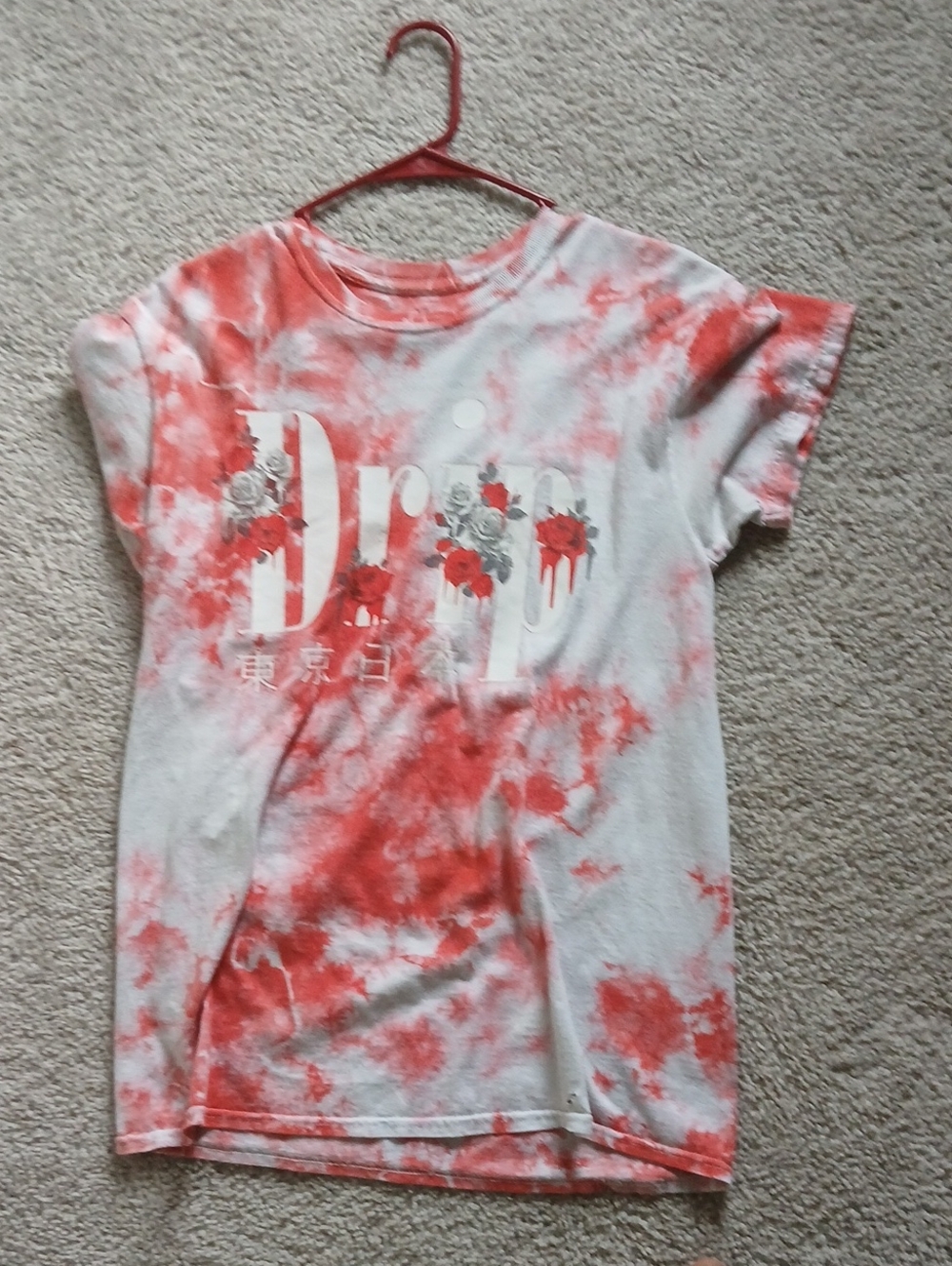 Kids Short-Sleeve Tie-Dye Graphic Tee in Red and White